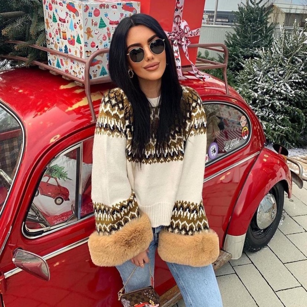 GORGEOUS ZARA NWT Jacquard Faux Fur Sweater - Picture 11 of 16